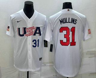 Men%27s USA Baseball #31 Cedric Mullins Number 2023 White World Classic Stitched Jerseys